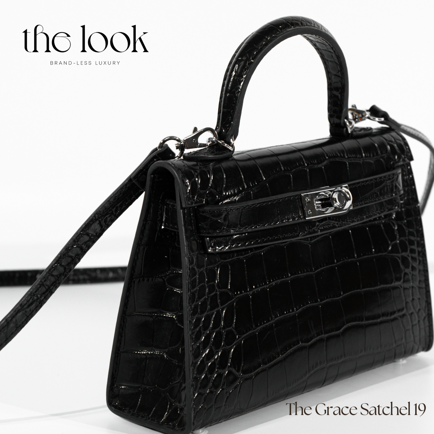 The Grace 19 Mini in Croc Noir SHW by The Look