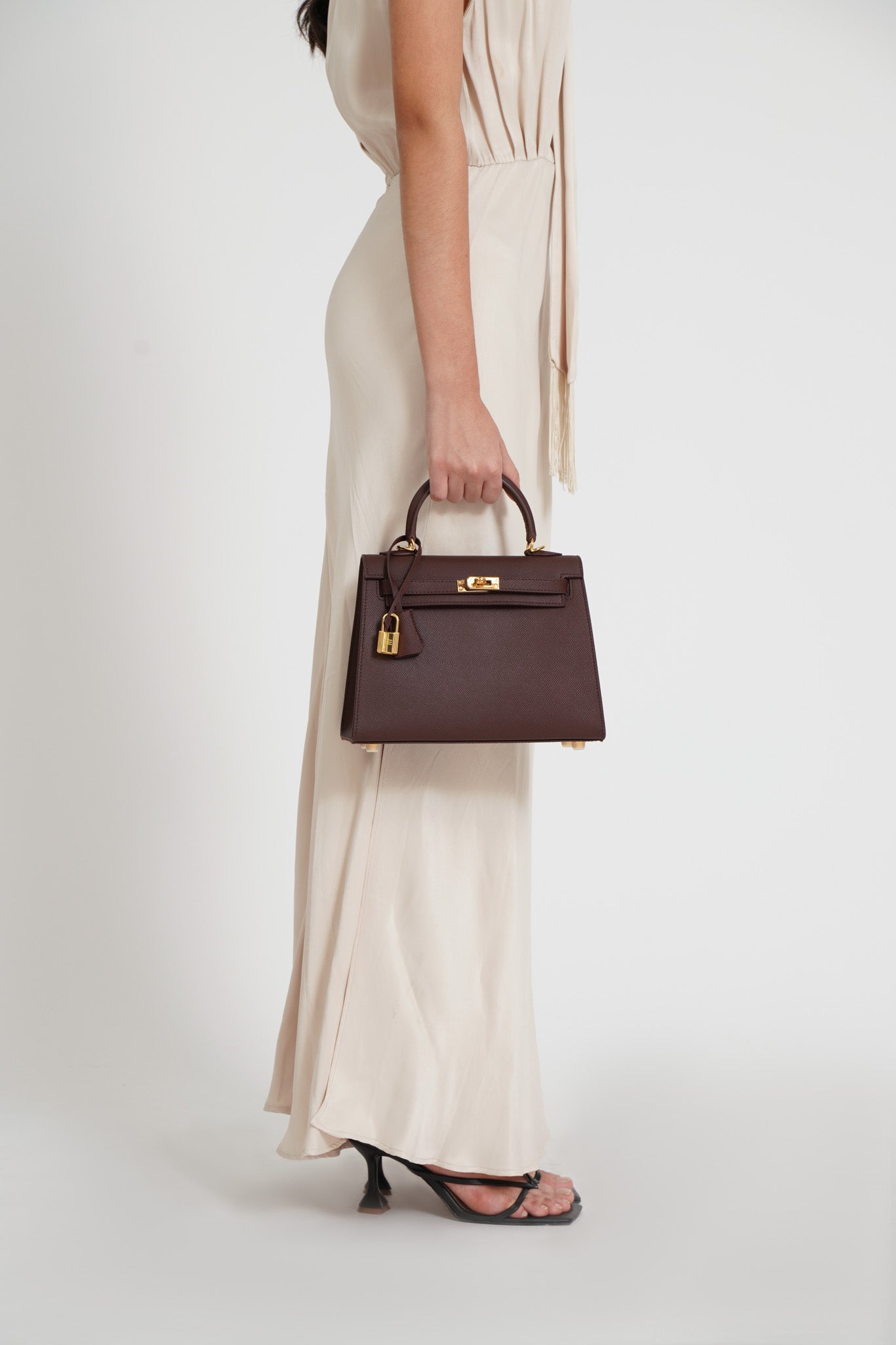 The Grace 25 Satchel Epsom Leather in Etoupe SHW by The Look