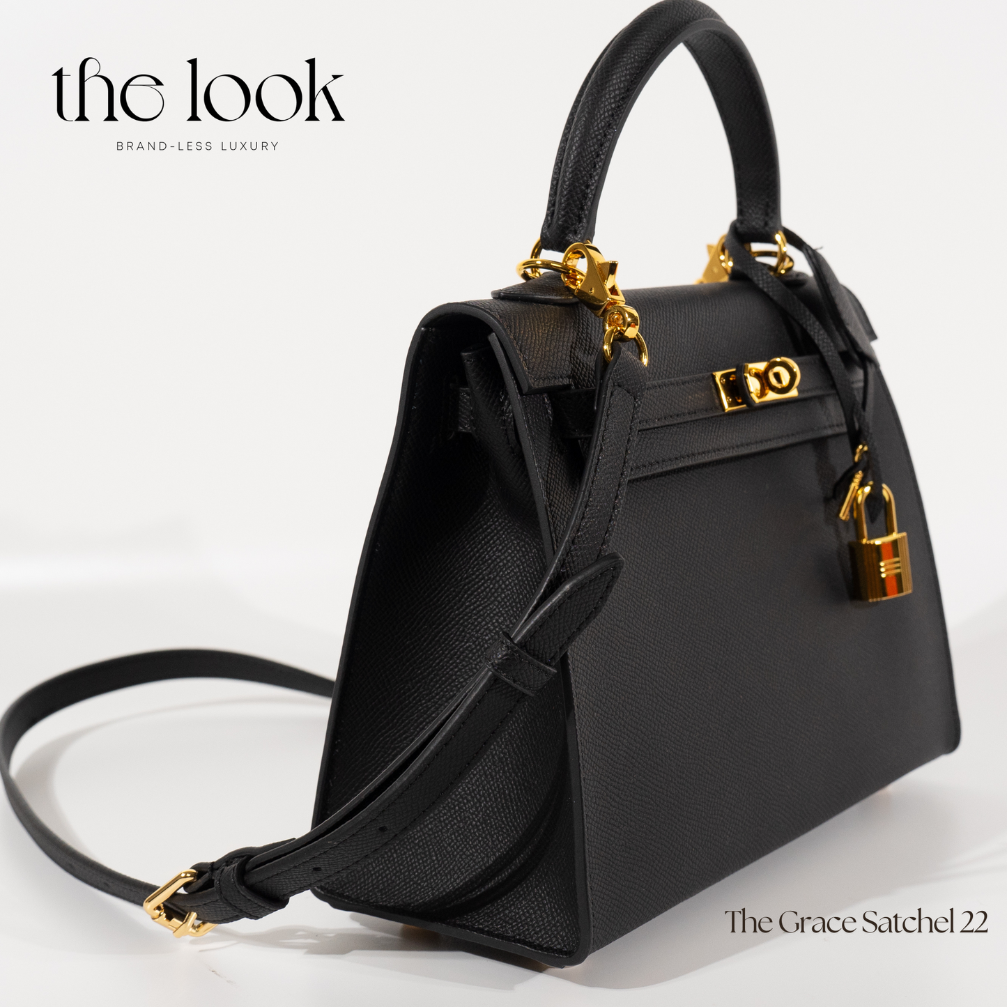 The Grace 22 Satchel Epsom Leather in Noir GHW by The Look