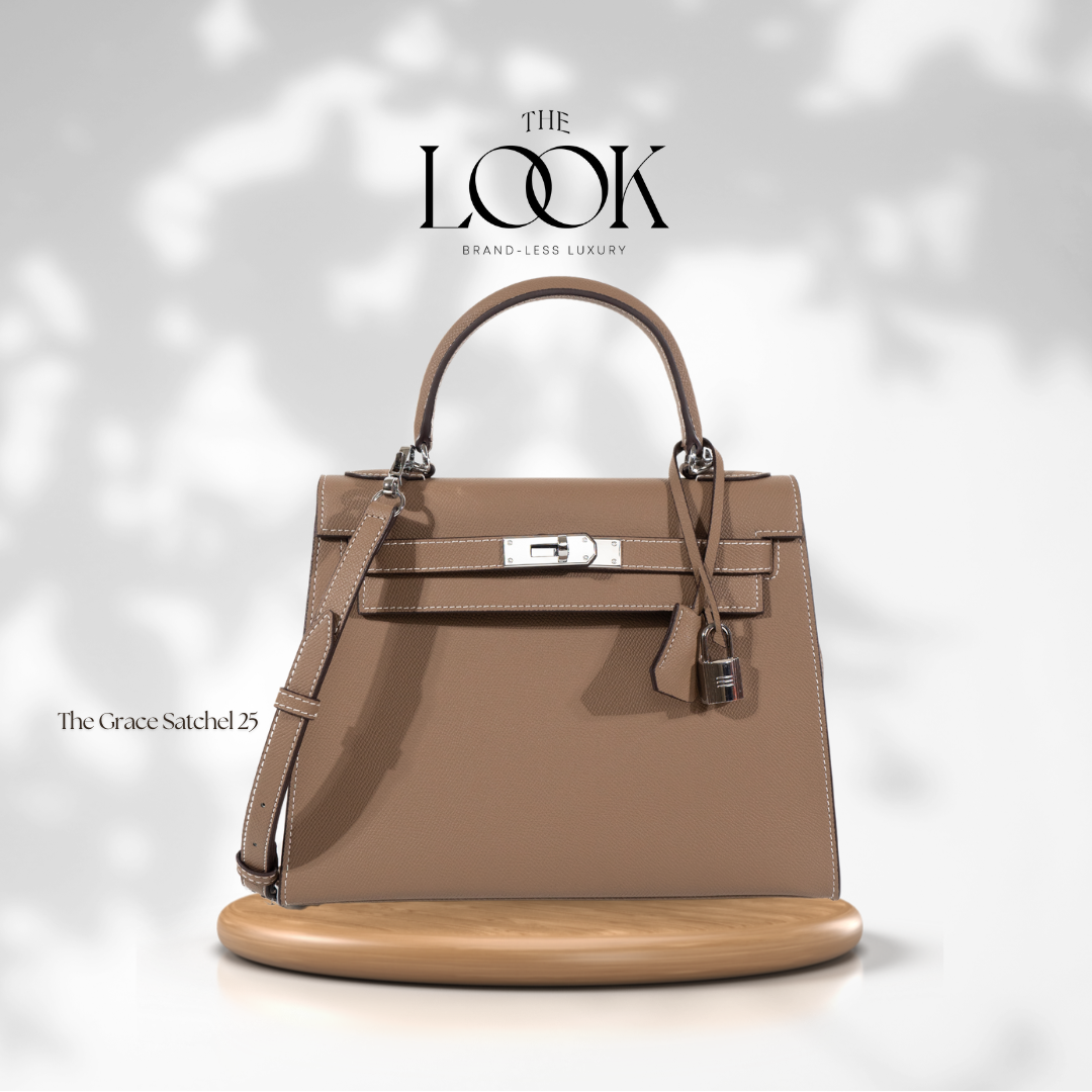 The Grace 25 Satchel Epsom Leather in Etoupe SHW by The Look