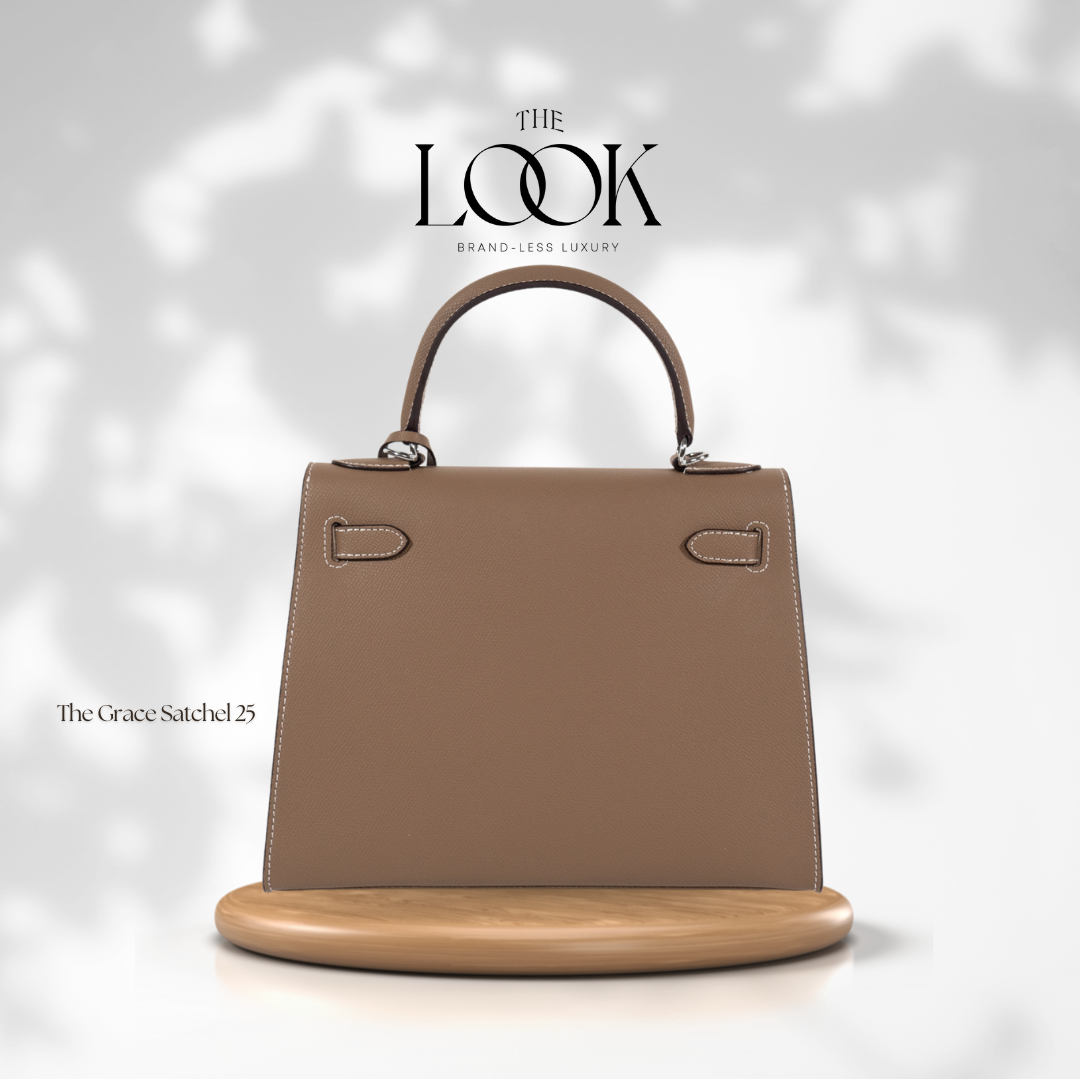 The Grace 25 Satchel Epsom Leather in Etoupe SHW by The Look