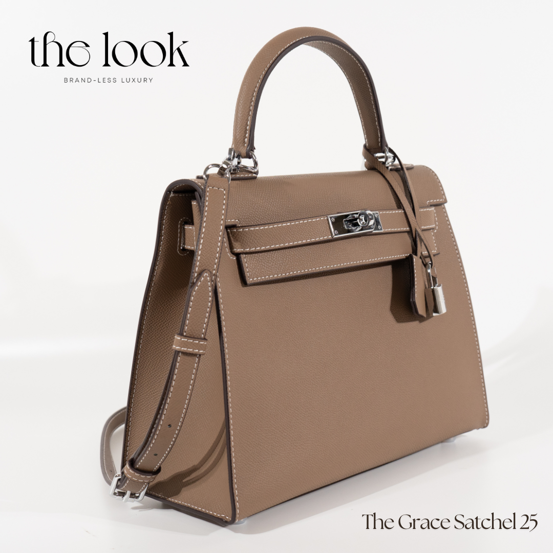 The Grace 25 Satchel Epsom Leather in Etoupe SHW by The Look