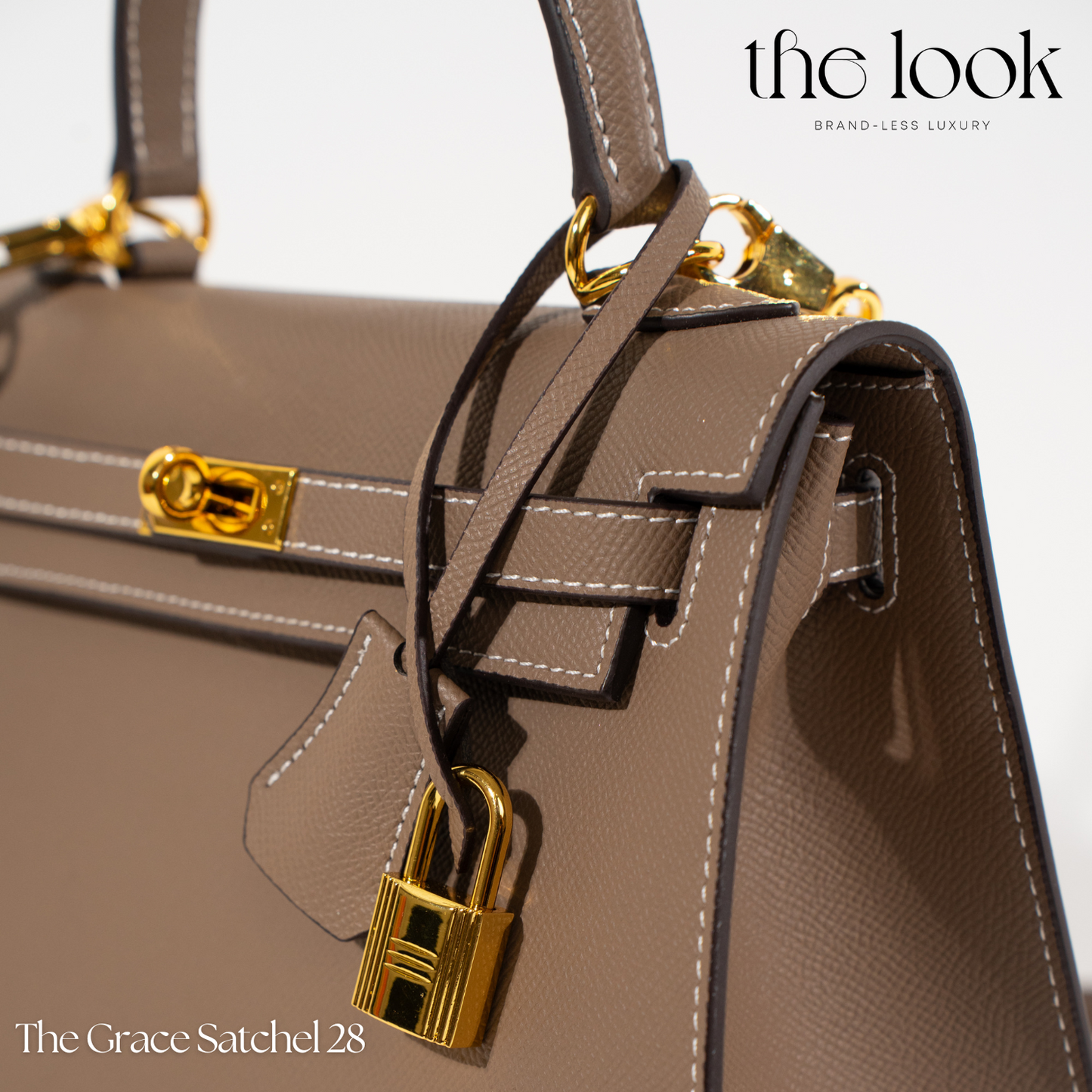 The Grace 28 Satchel Epsom Leather in Etoupe GHW by The Look