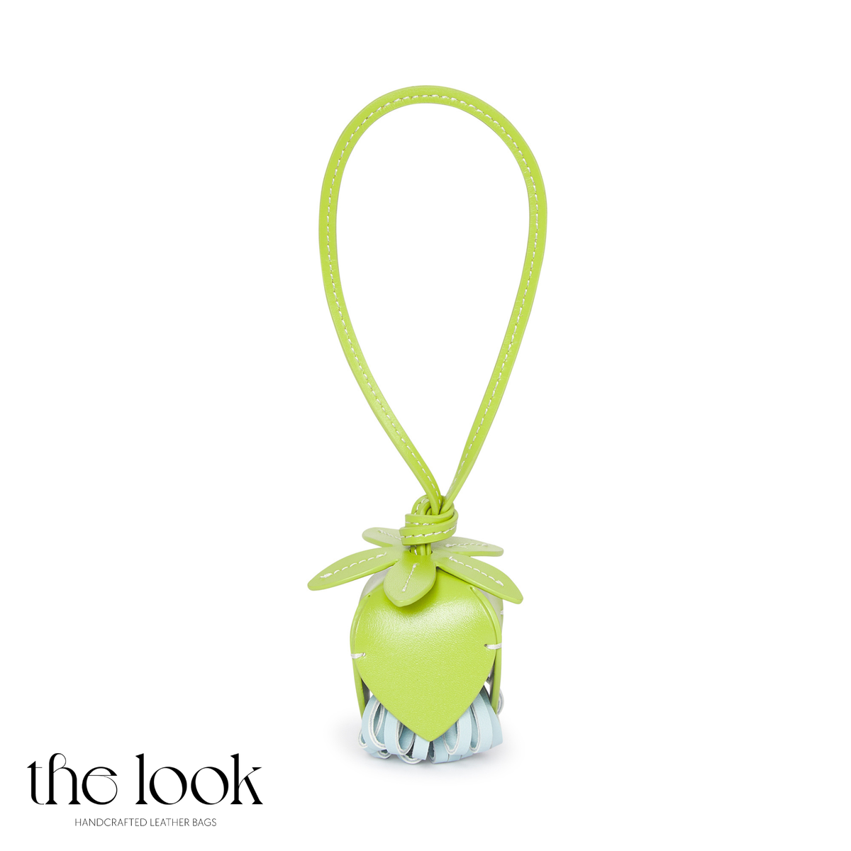 Florette Leather Bag Charm in Lime Green | The Look Officiel