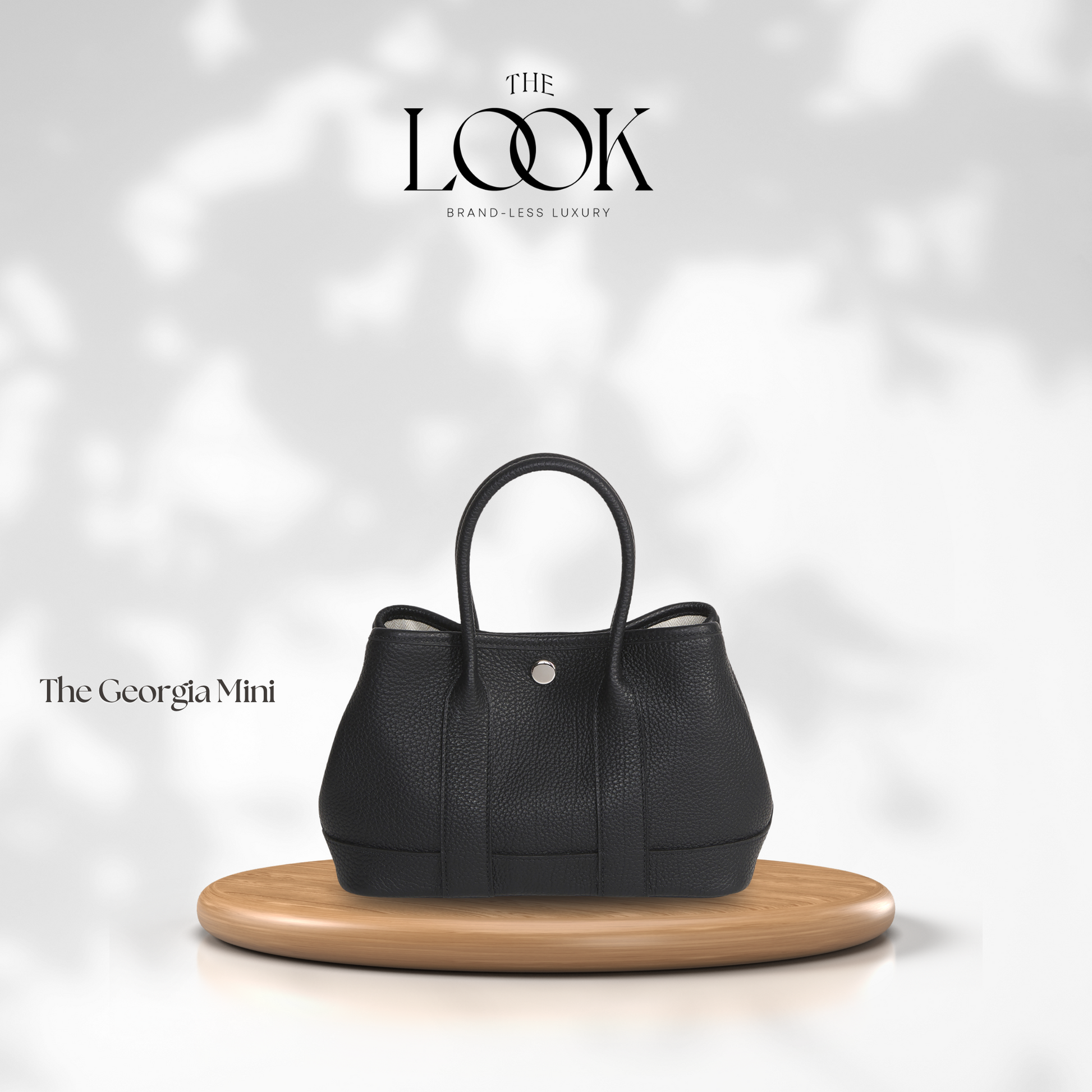 Georgia Mini Tote- Black Pebbled Calfskin Leather- The Look Officiel