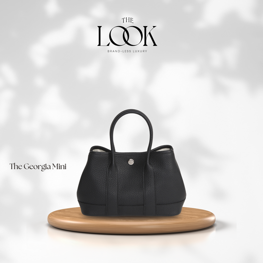 Georgia Mini Tote- Black Pebbled Calfskin Leather- The Look Officiel