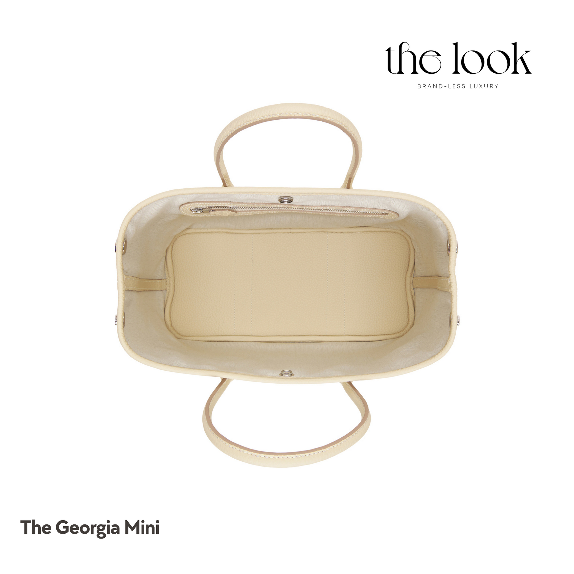 Georgia Mini Tote- Cream Pebbled Calfskin Leather- The Look Officiel