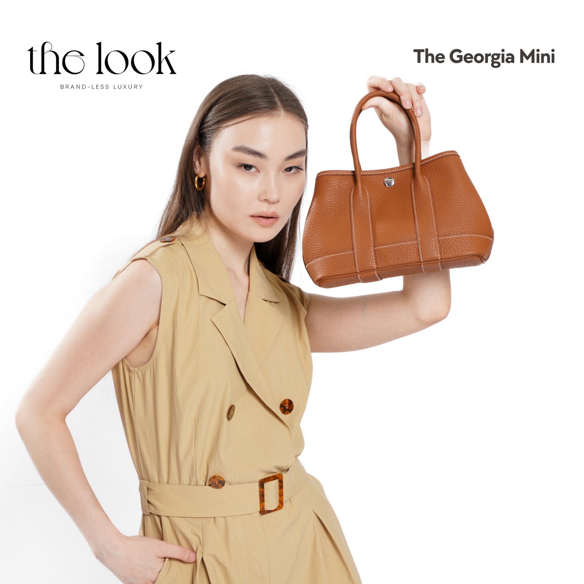 Georgia Mini Tote- Black Pebbled Calfskin Leather- The Look Officiel
