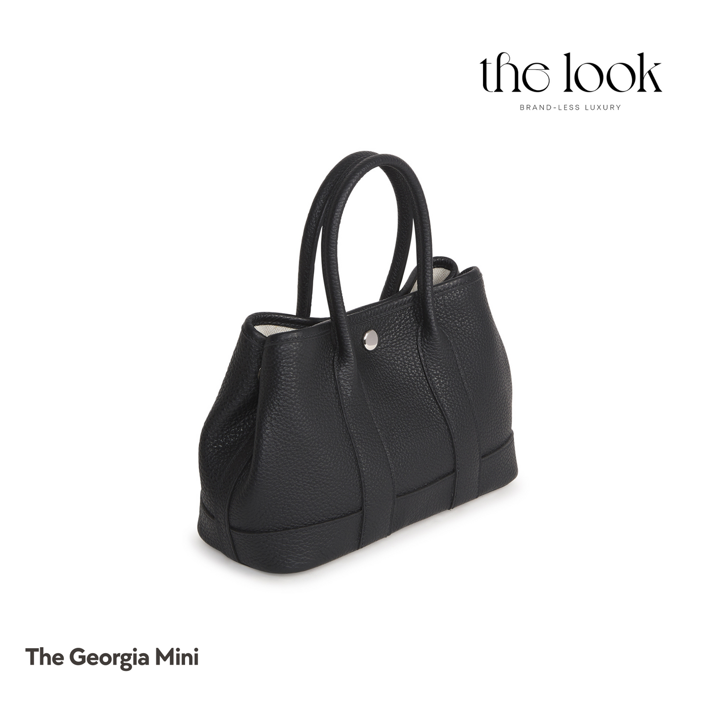 Georgia Mini Tote- Black Pebbled Calfskin Leather- The Look Officiel