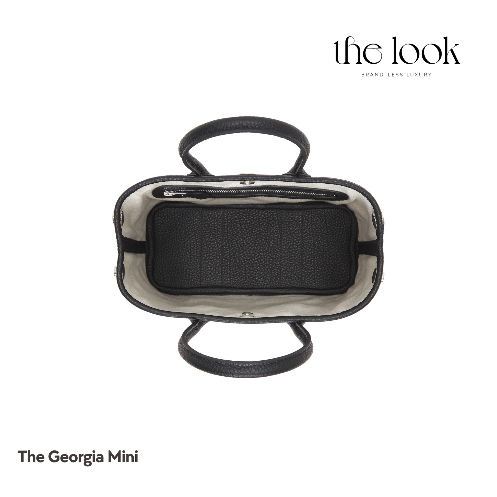 Georgia Mini Tote- Black Pebbled Calfskin Leather- The Look Officiel
