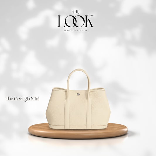 Georgia Mini Tote- Cream Pebbled Calfskin Leather- The Look Officiel