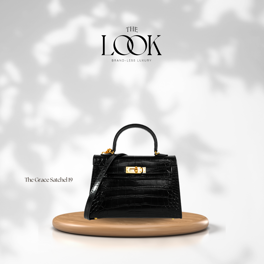 The Grace 19 Mini in Croc Noir GHW by The Look