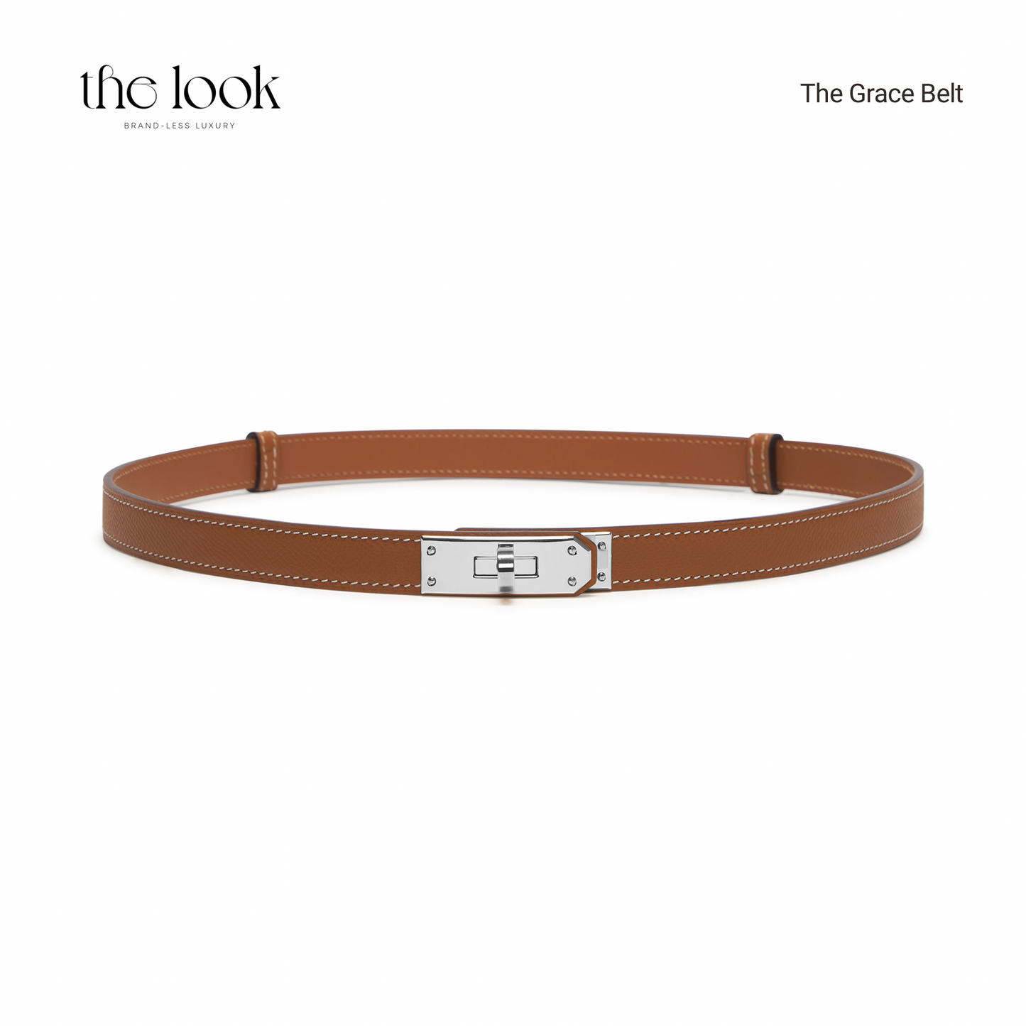 The Grace Adjustable Belt in Gold Tan SHW by The Look