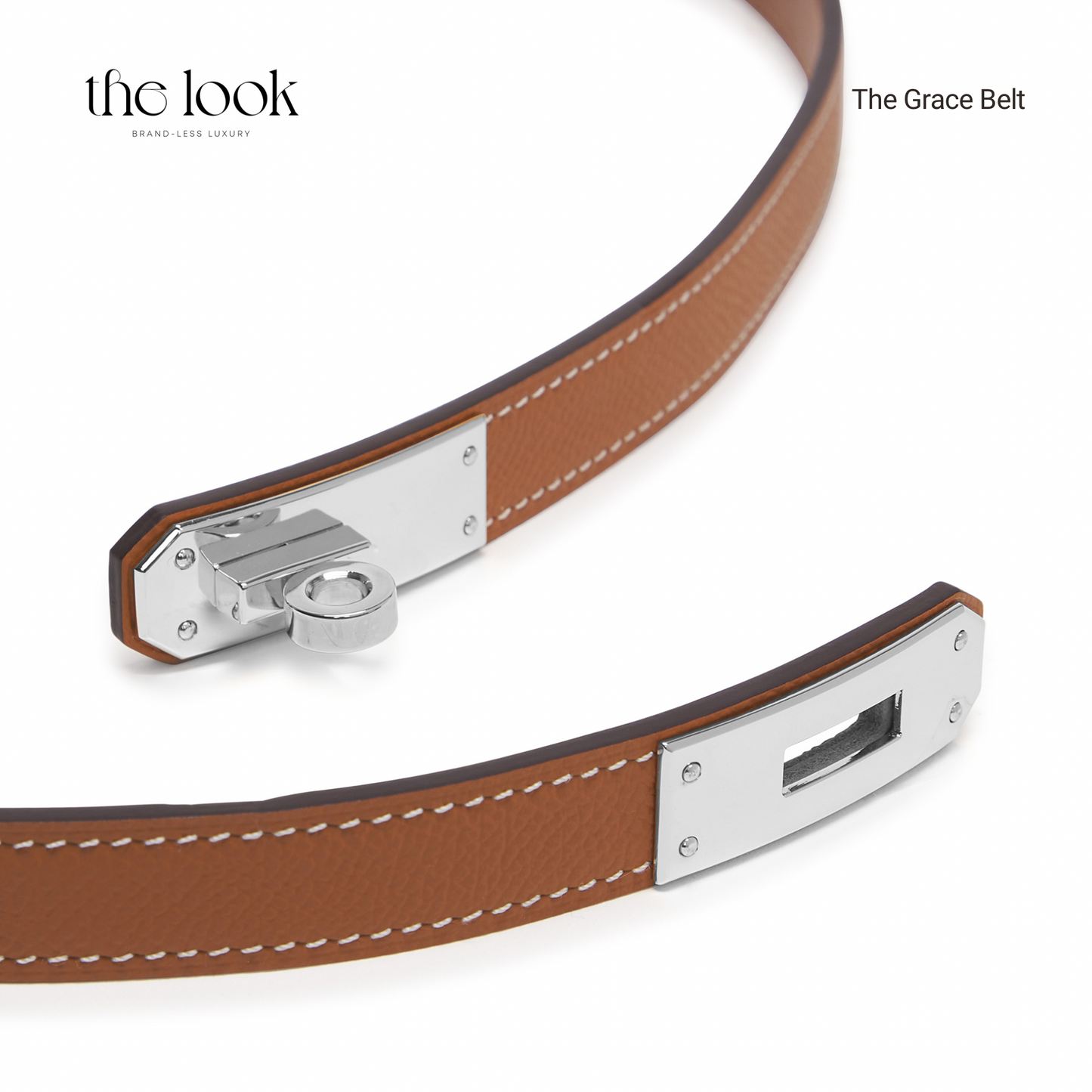 The Grace Adjustable Belt in Gold Tan SHW by The Look