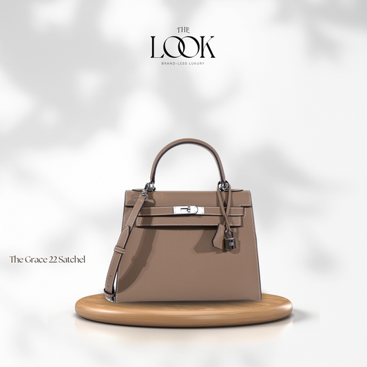 The Grace 22 Satchel Epsom Leather in Etoupe SHW by The Look