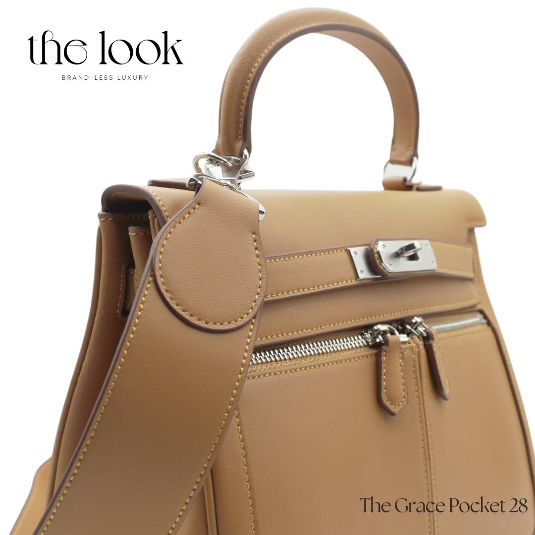 The Grace 28 Pocket Swift Leather in Biscuit SHW by The Look