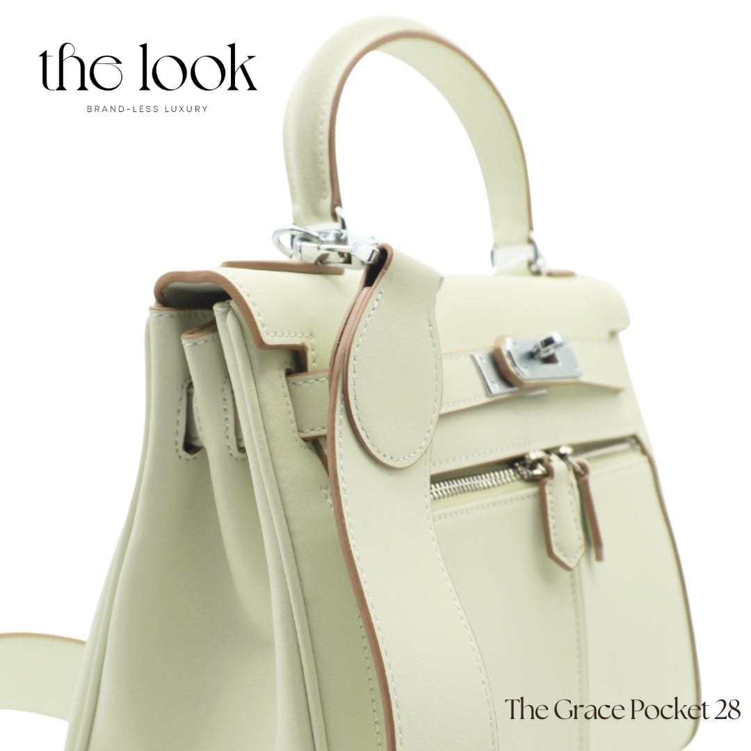 The Grace 28 Pocket Swift Leather in Chalk SHW by The Look