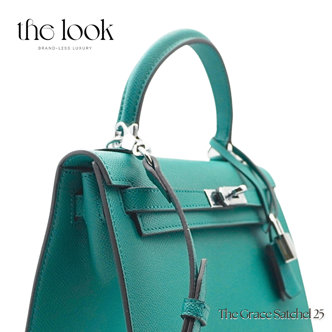 The Grace 25 Satchel Epsom Leather in Malachite SHW by The Look