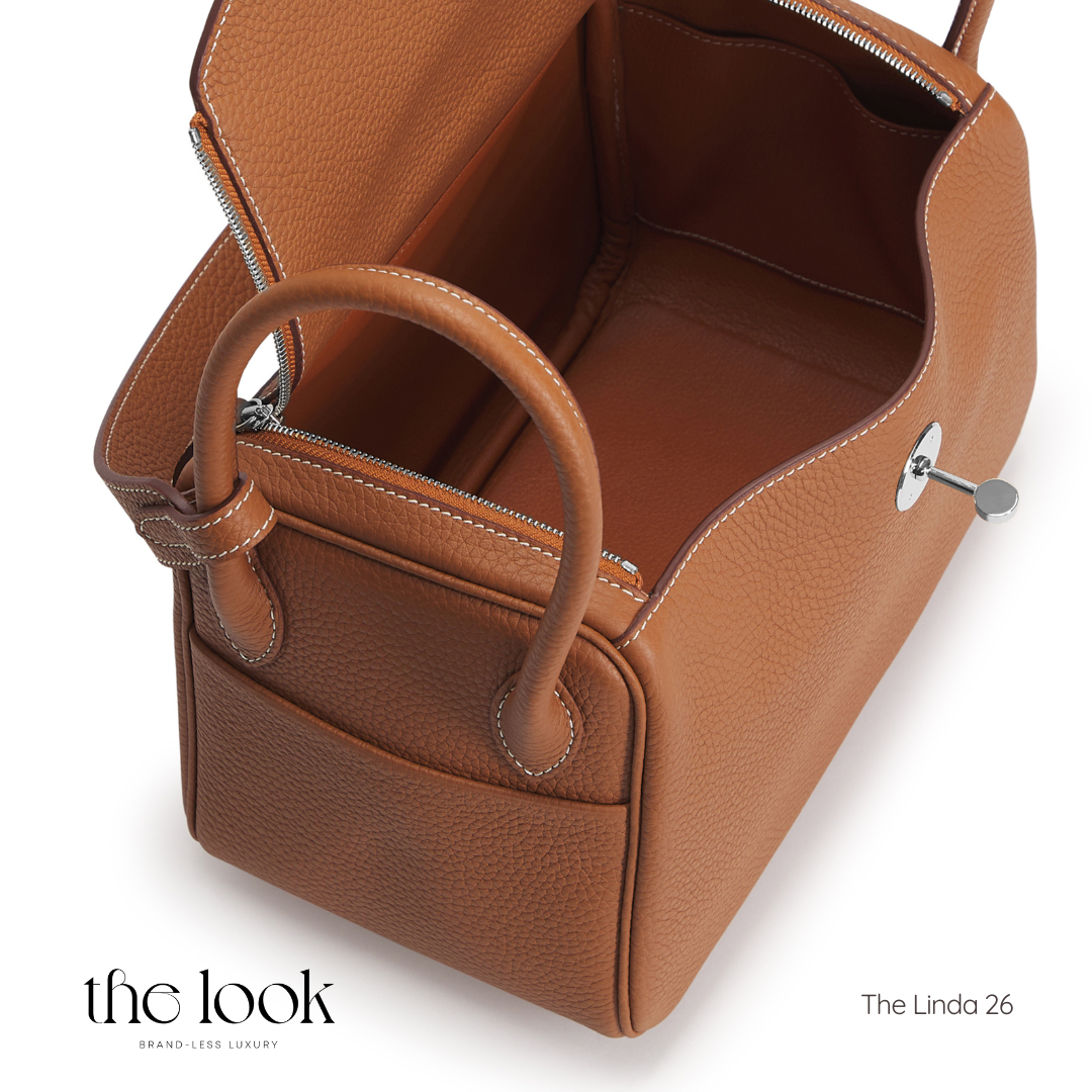 The Linda 26 Togo Leather in Gold Tan SHW  by The Look