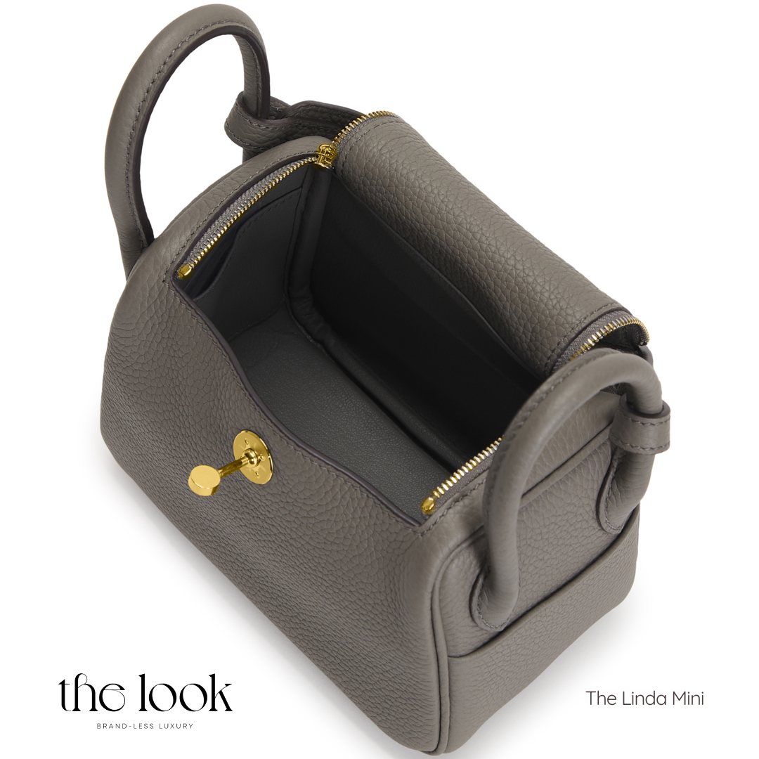 The Linda Mini Togo Leather in Gray Etain GHW by The Look