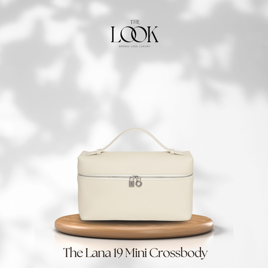Lana 19 Mini in Cream top grain pebbled calfskin leather with silver hardware front view