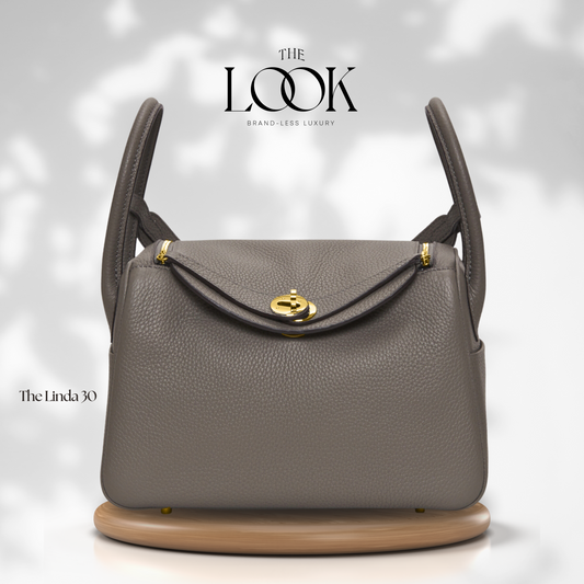 The Linda 30 Large Shoulder Bag- Etain Togo Leather| Gold Hardware