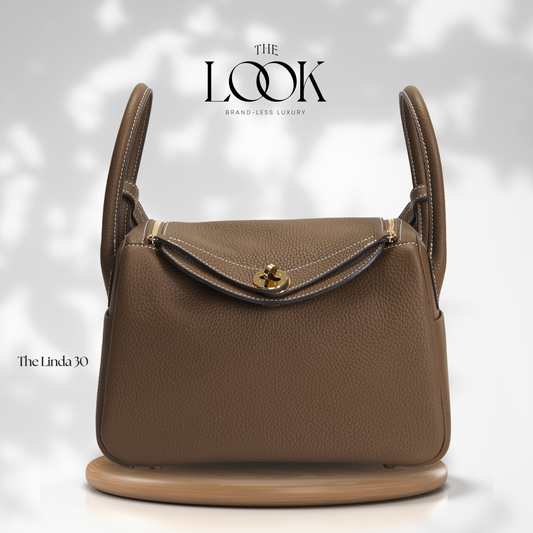 The Linda 30 Large Shoulder Bag- Etoupe Togo Leather| Gold Hardware