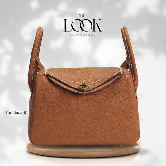 The Linda 30 Large Shoulder Bag- Gold Tan Togo Leather| Gold Hardware