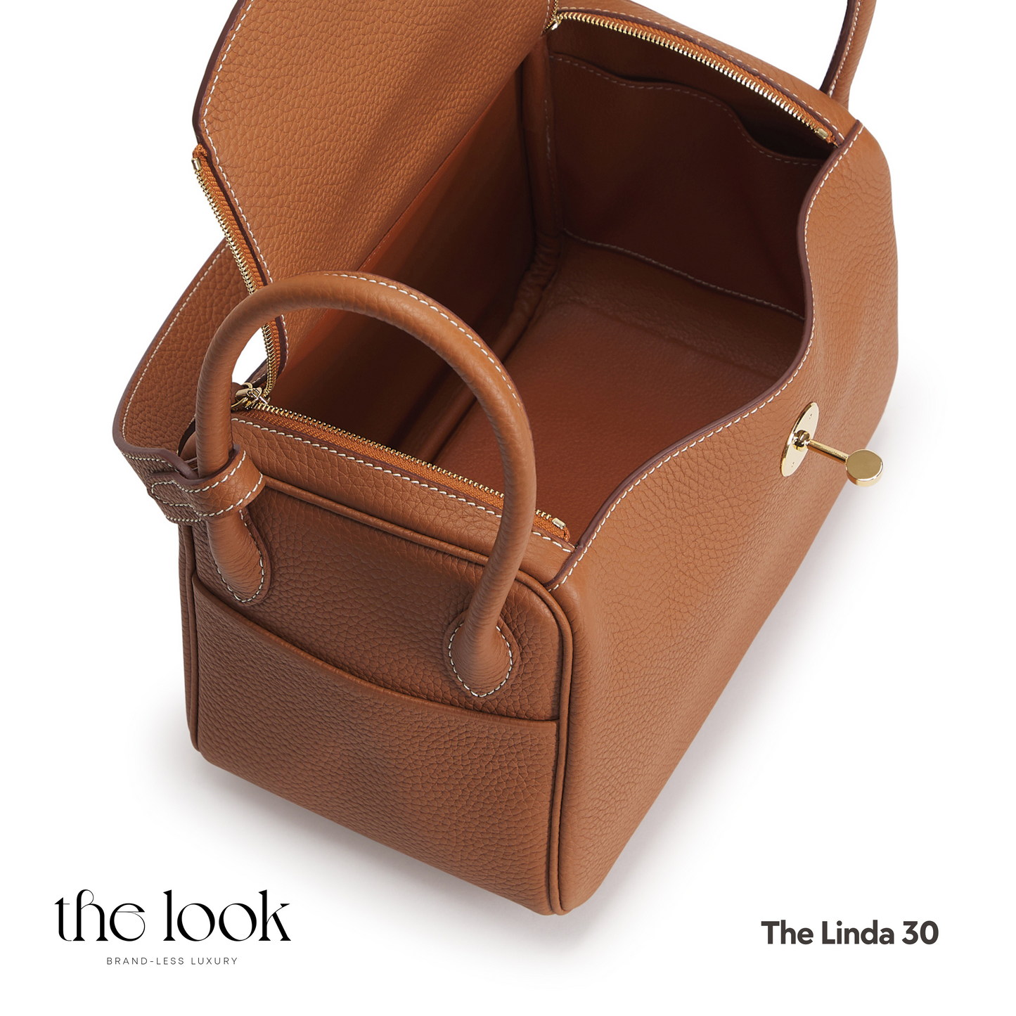 The Linda 30 Large Shoulder Bag- Gold Tan Togo Leather| Gold Hardware