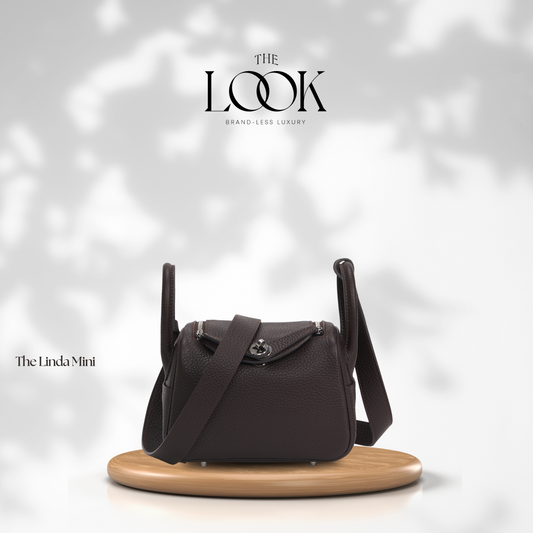The Liora Mini Crossbody- Ebene Brown Togo Leather| Silver Hardware