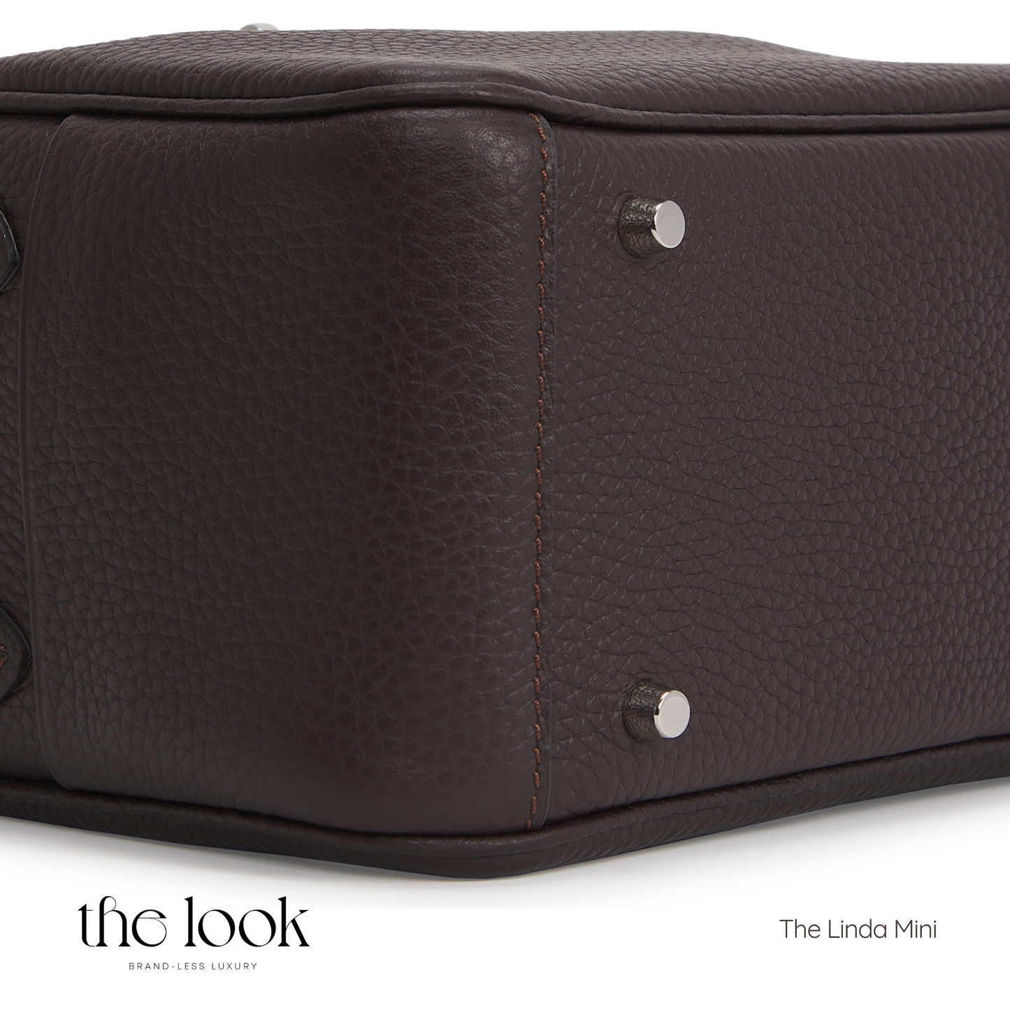 The Liora Mini Crossbody- Ebene Brown Togo Leather| Silver Hardware