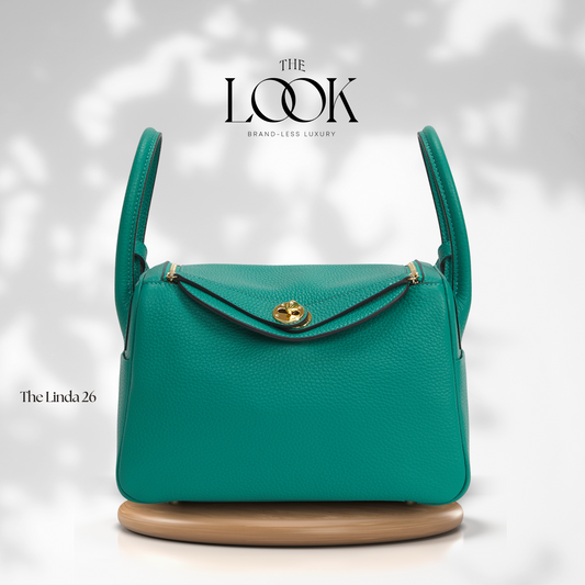 The Linda 26 Medium Shoulder Bag- Vert Jade Togo Leather| Gold Hardware