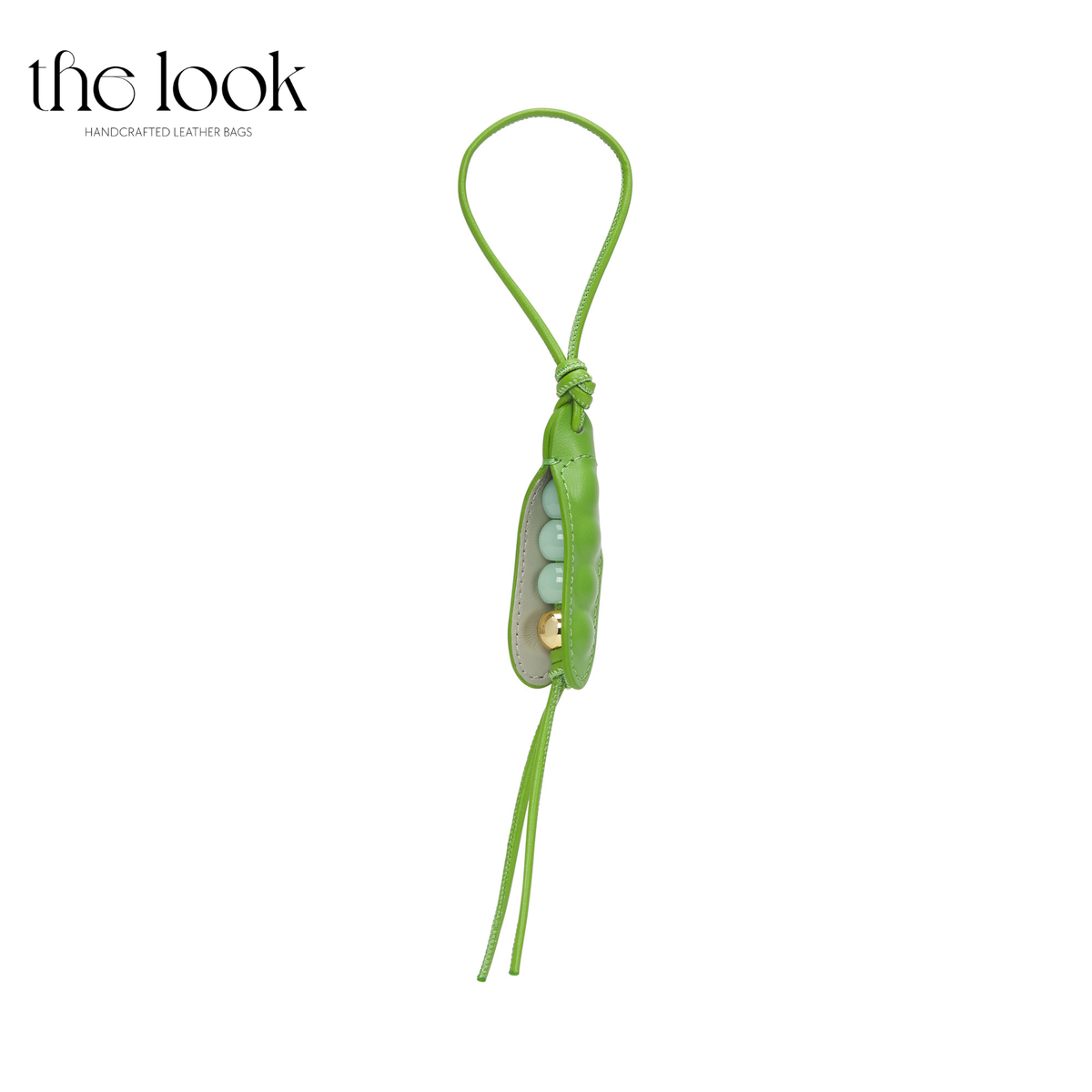 Green Peas Leather Bag Charm with Loop Detail | The Look Officiel