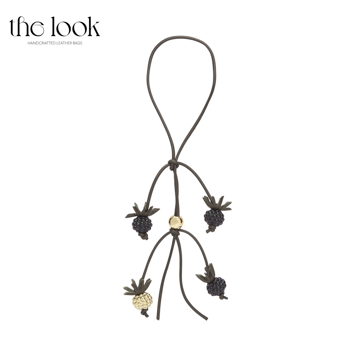 Blackberry Leather Bag Charm with Gold-Tone Accents | The Look Officiel