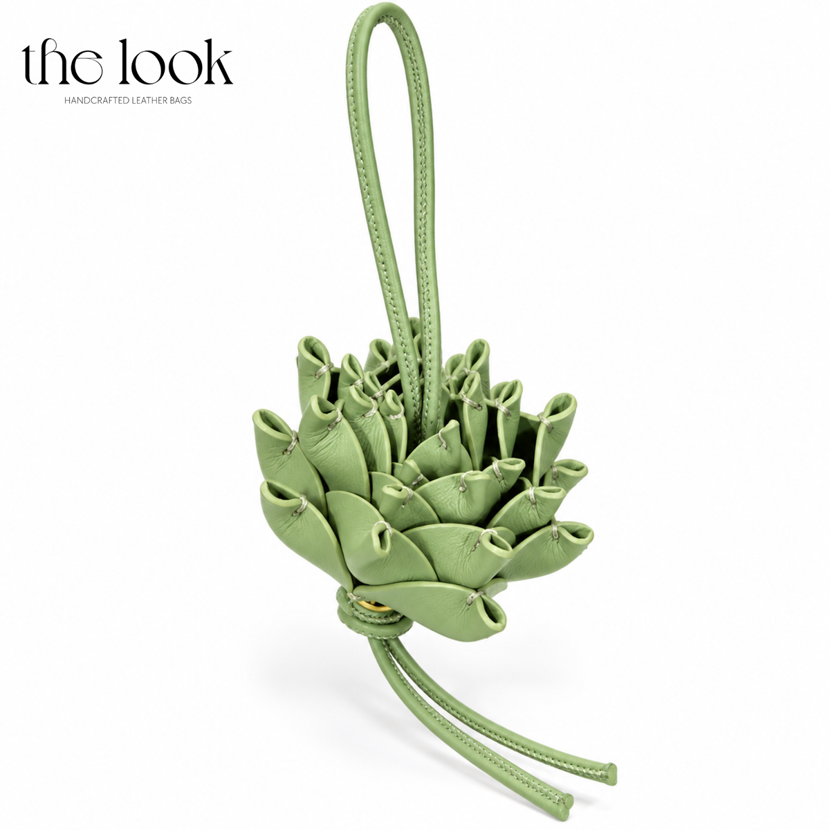 Artichoke Leather Bag Charm with Layered Petals | The Look Officiel