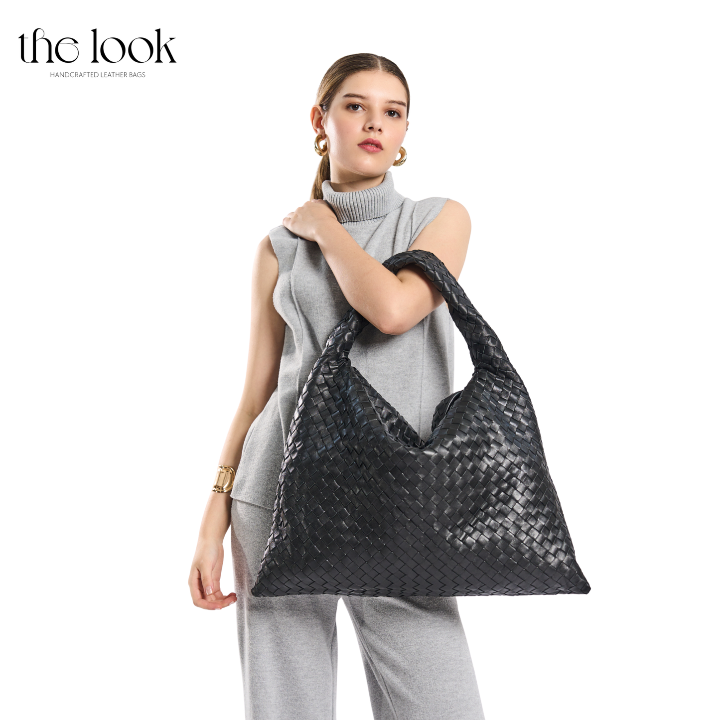 The Loop Maxi Shoulder Bag, Elité Edition — genuine leather handbag, held | The Look Officiel