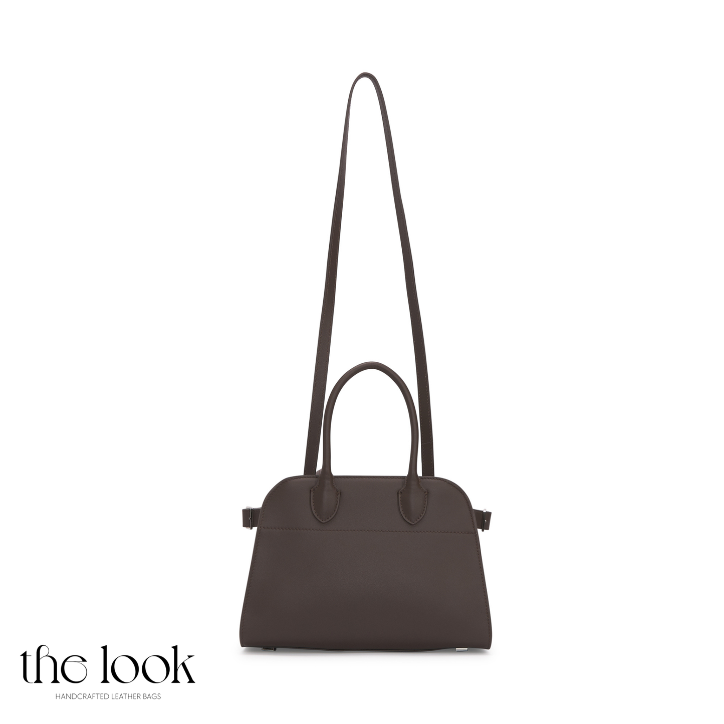 Brown handbag with a shoulder strap on a white background, branded 'the look'. | The Look Officiel