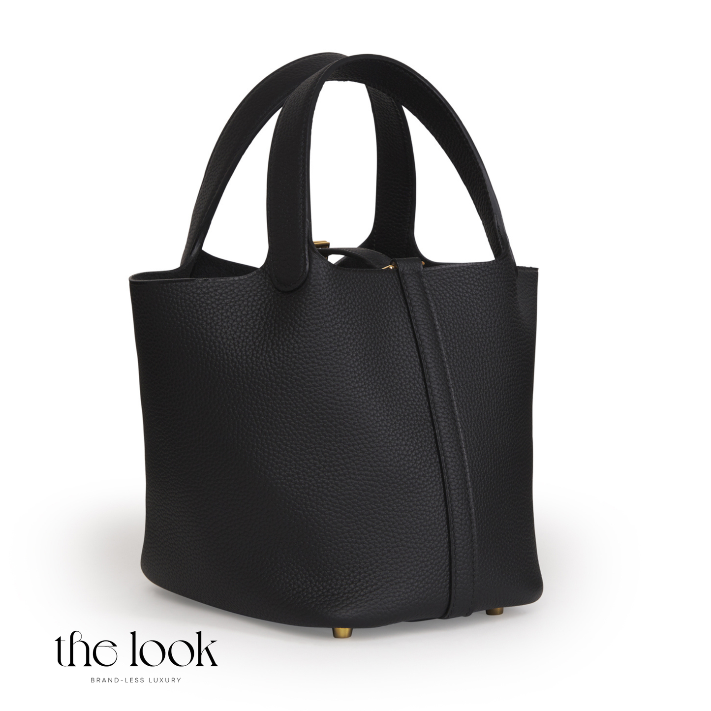 Black handbag on a white background with 'the look' branding. | The Look Officiel