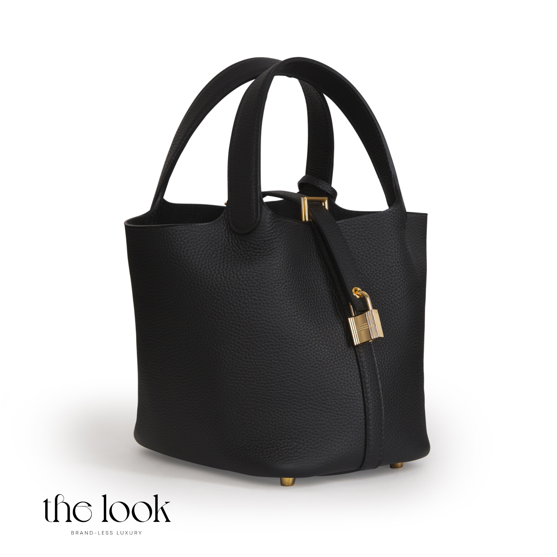 Gray handbag with gold accents on a white background, featuring 'the look' brand. | The Look Officiel