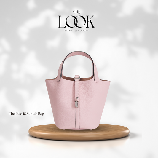 The Pico 18 Slouch Bag Clemence Leather in Sakura Pink SHW by The Look