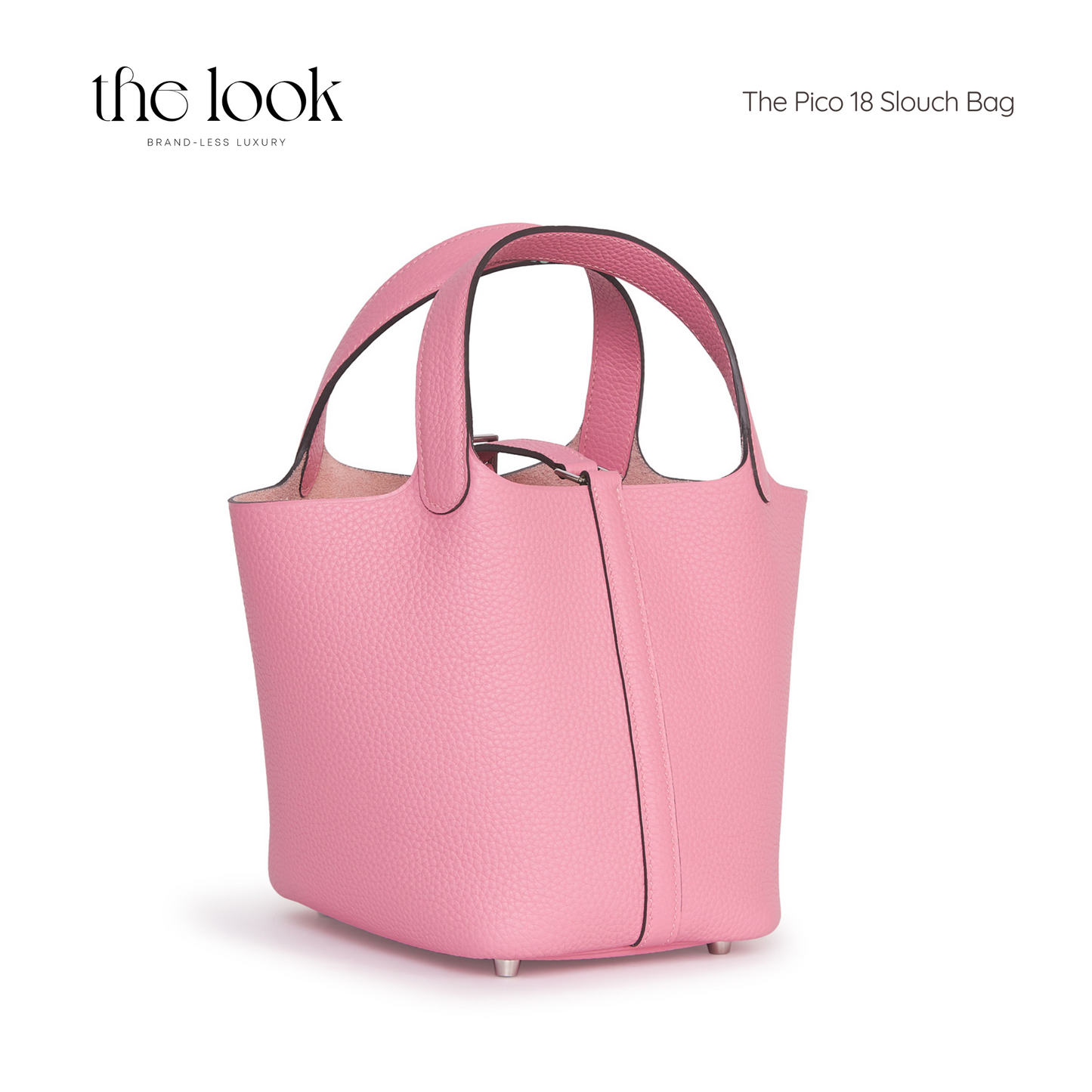 The Pico 18 Slouch Bag Clemence Leather in Bubblegum Pink SHW by The Look
