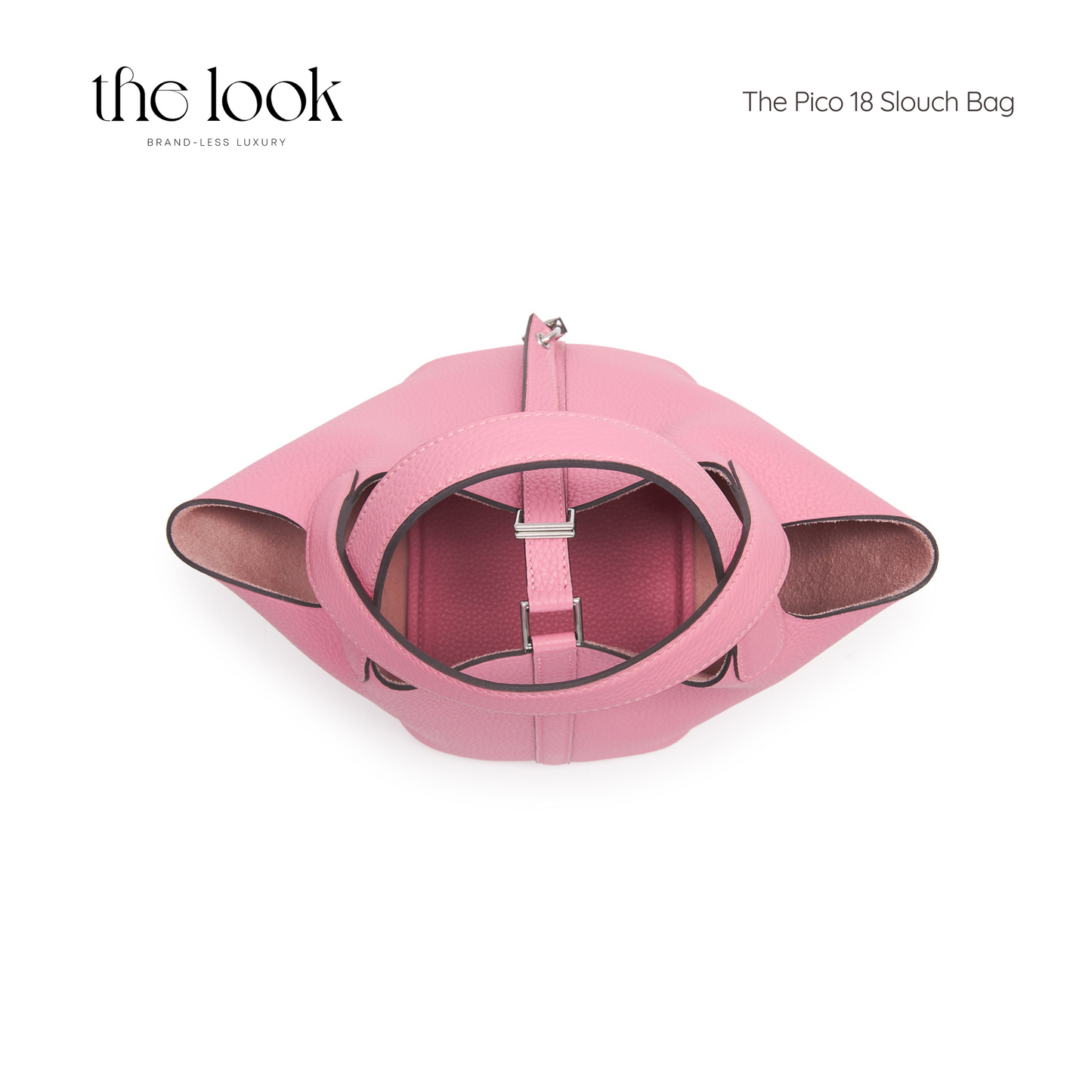 The Pico 18 Slouch Bag Clemence Leather in Bubblegum Pink SHW by The Look