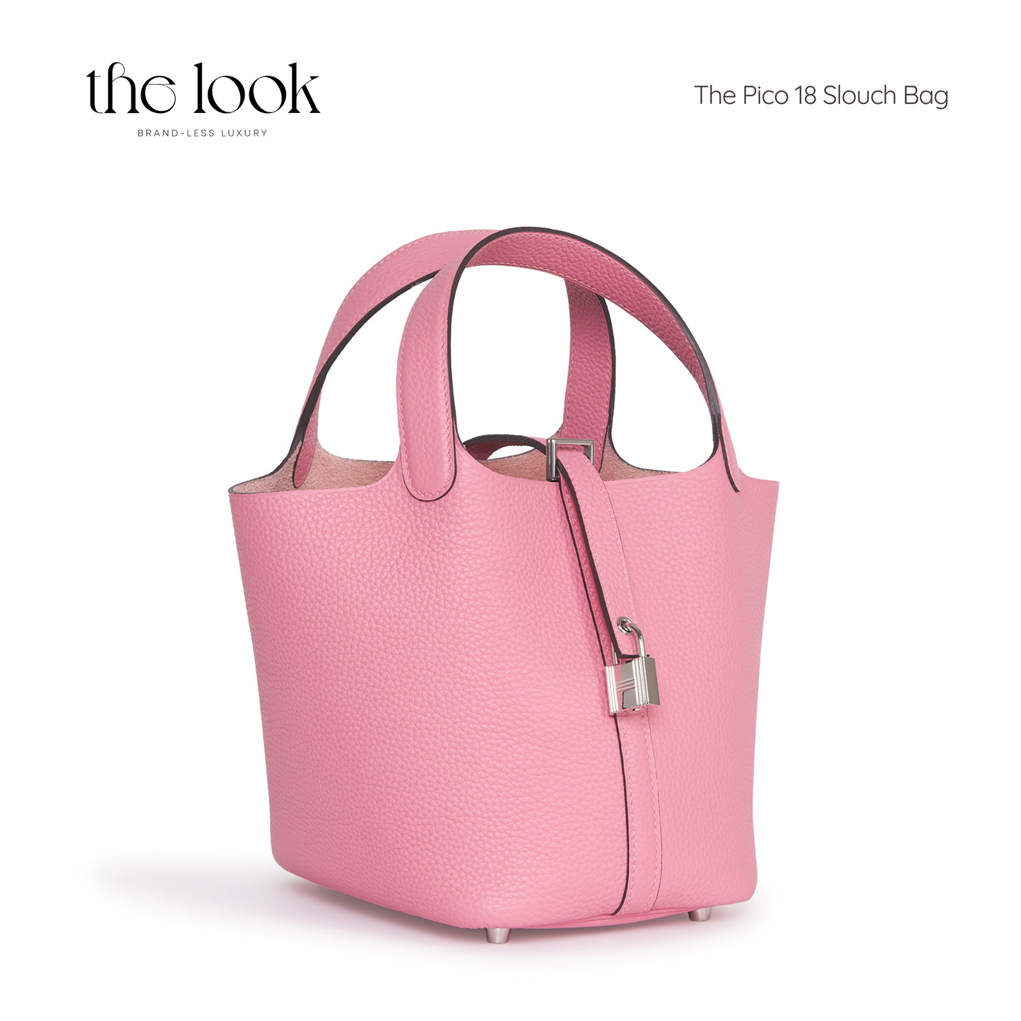 The Pico 18 Slouch Bag Clemence Leather in Bubblegum Pink SHW by The Look
