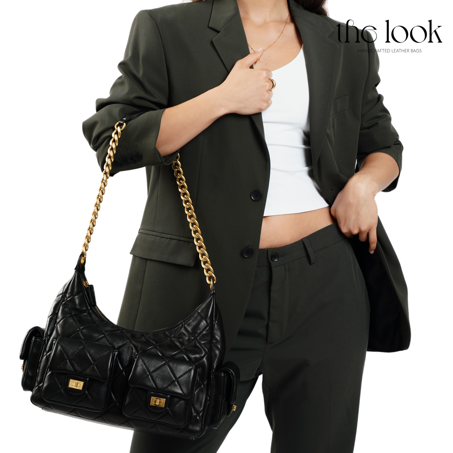 The Quilte Large Multipocket Shoulder Bag