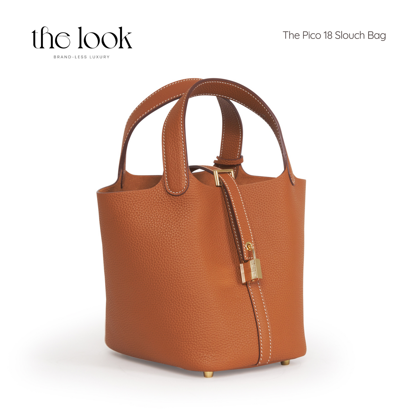 The Pico 18 Slouch Bag Clemence Leather in Gold Tan GHW by The Look ( Elité Edition)