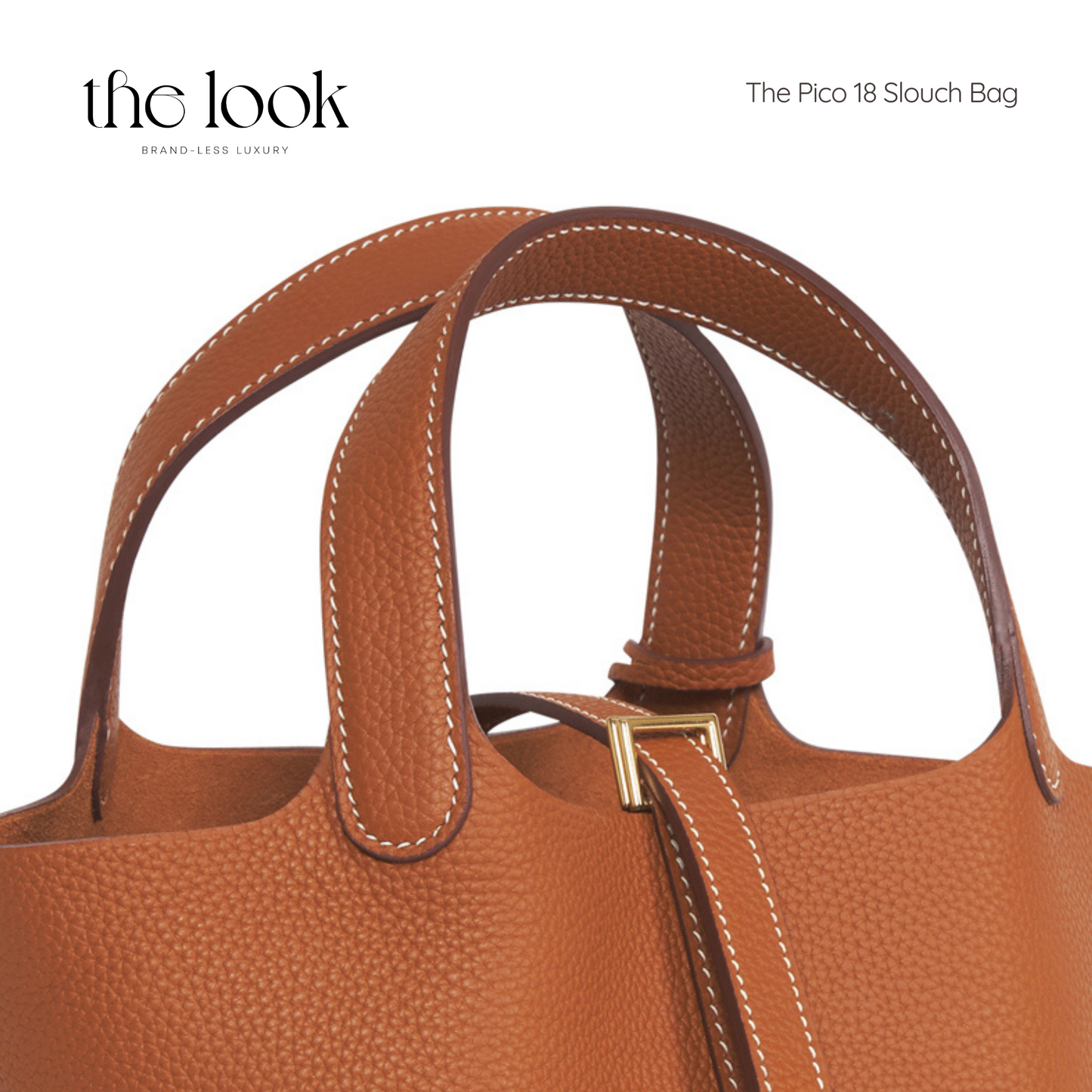 The Pico 18 Slouch Bag Clemence Leather in Gold Tan GHW by The Look ( Elité Edition)