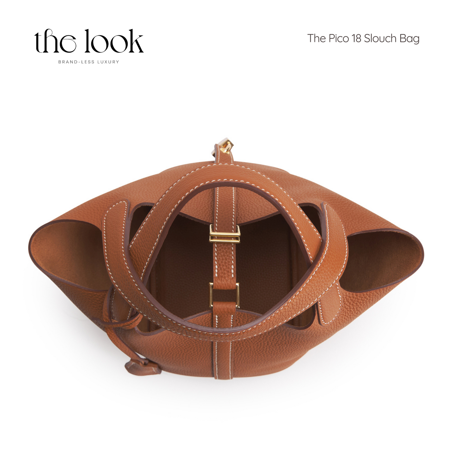 The Pico 18 Slouch Bag Clemence Leather in Gold Tan GHW by The Look ( Elité Edition)