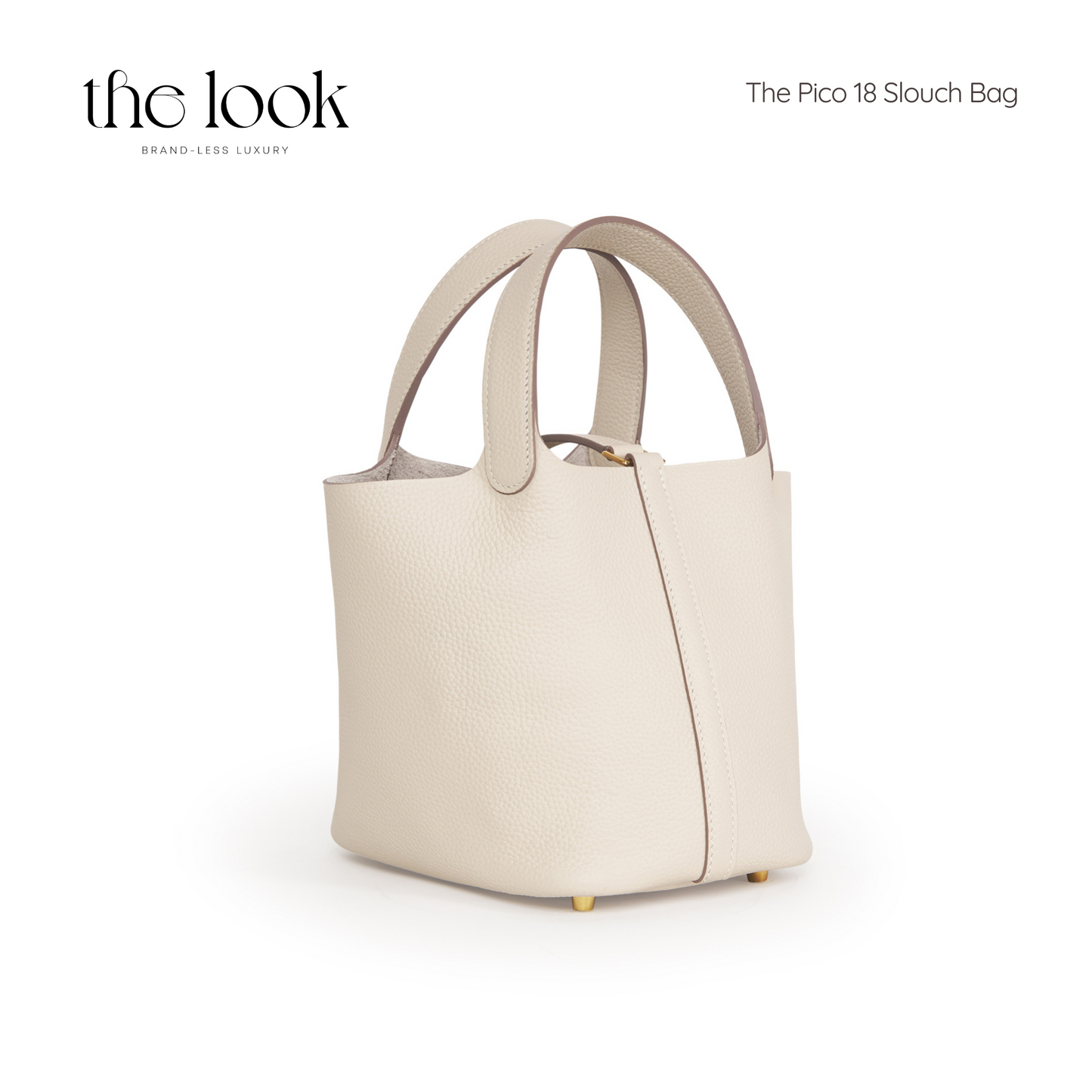 The Pico 18 Slouch Bag Clemence Leather in Cream GHW by The Look (Elité Edition)