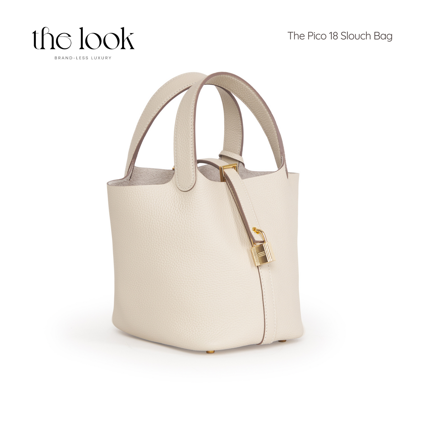 The Pico 18 Slouch Bag Clemence Leather in Cream GHW by The Look (Elité Edition)