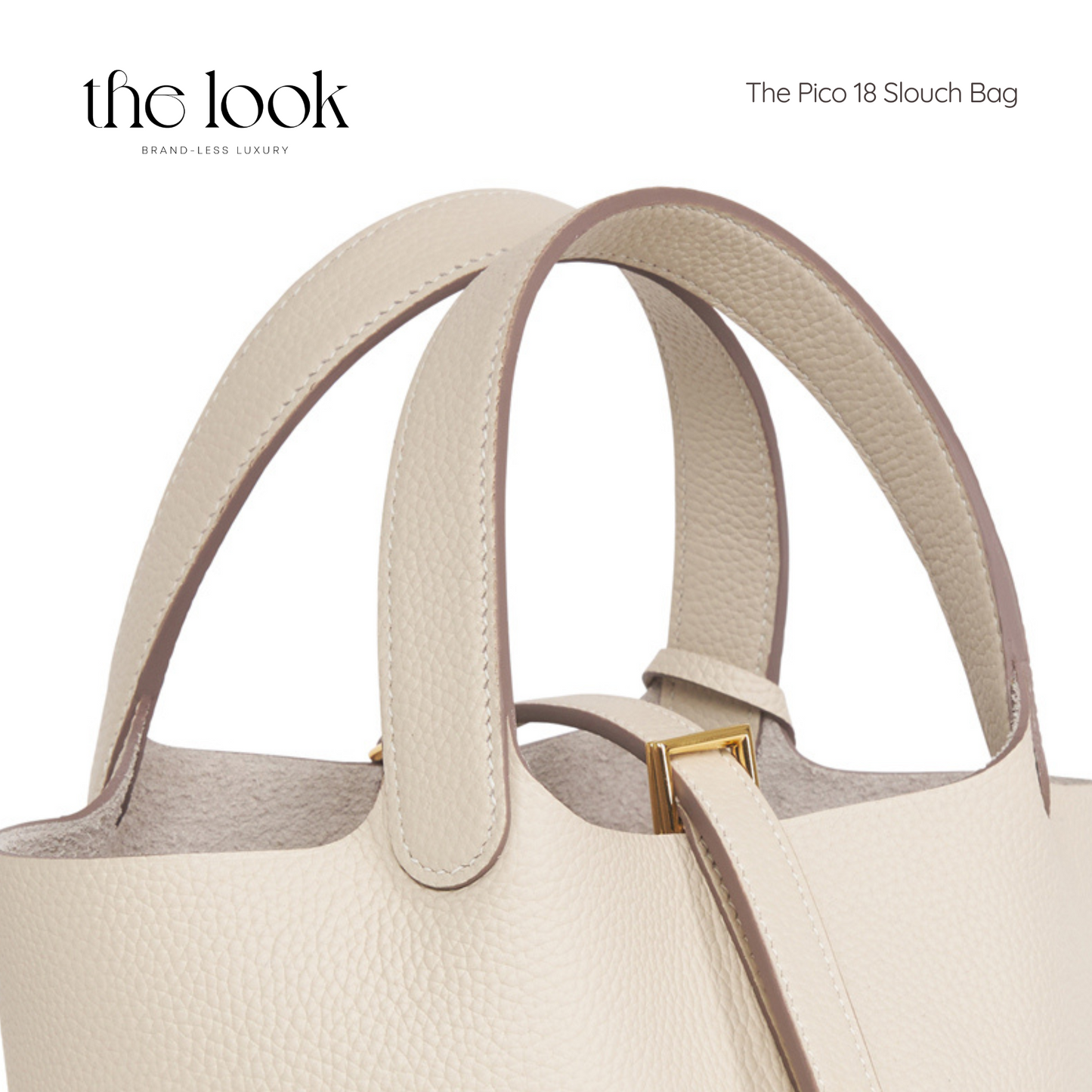 The Pico 18 Slouch Bag Clemence Leather in Cream GHW by The Look (Elité Edition)